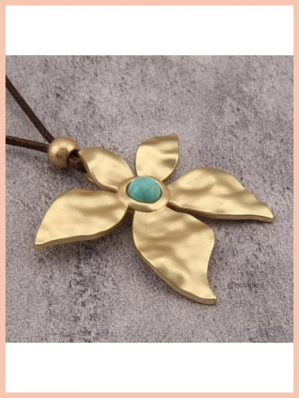 Faux Leather Turquoise Pendant Necklace Boho Chunky Circle Choker